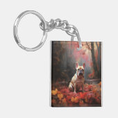 ブルドッグフランスのイン紅葉秋インスパイア キーホルダー (正面左)