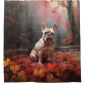 ブルドッグフランスのイン紅葉秋インスパイア シャワーカーテン (正面)