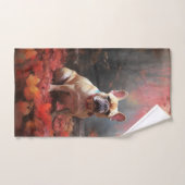 ブルドッグフランスのイン紅葉秋インスパイア バスタオルセット (ハンドタオル)