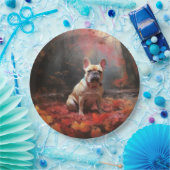 ブルドッグフランスのイン紅葉秋インスパイア ペーパープレート (パーティー)