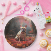 ブルドッグフランスのイン紅葉秋インスパイア ペーパープレート (パーティー)