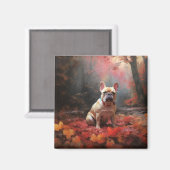 ブルドッグフランスのイン紅葉秋インスパイア マグネット (正面/裏面)