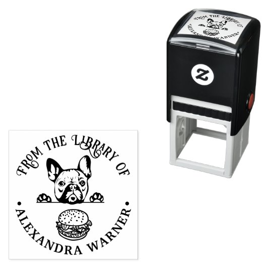 ブルドッグフランスのイーイングバーガー図書名 セルフインキングスタンプ (インサイチュ)