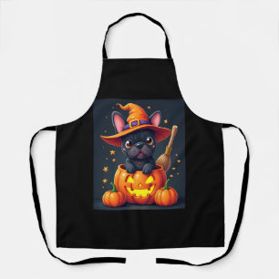ブルドッグフランスのウィッチパンプキンハロウィーンメンズウーメンズ エプロン