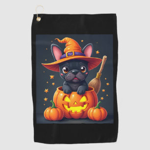 ブルドッグフランスのウィッチパンプキンハロウィーンメンズウーメンズ ゴルフタオル
