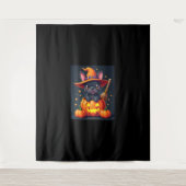 ブルドッグフランスのウィッチパンプキンハロウィーンメンズウーメンズ タペストリー (正面)