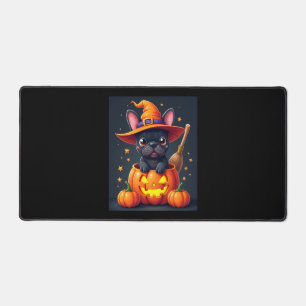 ブルドッグフランスのウィッチパンプキンハロウィーンメンズウーメンズ デスクマット