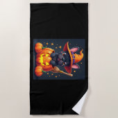 ブルドッグフランスのウィッチパンプキンハロウィーンメンズウーメンズ ビーチタオル (正面)