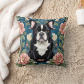 ブルドッグフランスのウィリアム・モリスインスパイアフローラ クッション (ブランケット)