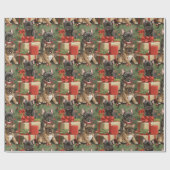 ブルドッグフランスのウィンターウーフティールクリスマス ラッピングペーパー (フラット)