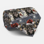 ブルドッグフランスのウィンターワンダーランドクリスマスジョイ ネクタイ (ロール)
