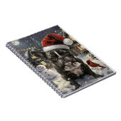 ブルドッグフランスのウィンターワンダーランドクリスマスジョイ ノートブック (右側)