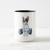 ブルドッグフランスのウエイト持ち上げおもしろいギフト マグカップ (中央)