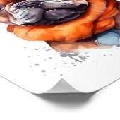 ブルドッグフランスのウォーターイラストレーションペットドッグ ポスター (角)