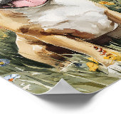 ブルドッグフランスのウォーターカラーアートプリント – かわいい笑顔 ポスター (角)