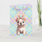 ブルドッグフランスのウォーターカラーイースターカード シーズンカード (正面)