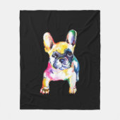 ブルドッグフランスのウォーターカラーハンドスケッチギフト フリースブランケット (正面)
