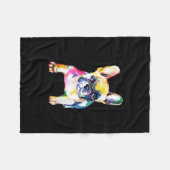 ブルドッグフランスのウォーターカラーハンドスケッチギフト フリースブランケット (正面(横))