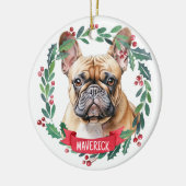 ブルドッグフランスのウォーターパーソナライズされたカラーペット犬 セラミックオーナメント (左)