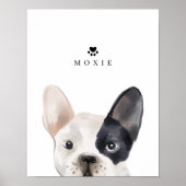 ブルドッグフランスのウォーター色イラストレーション犬の名前 ポスター (正面)