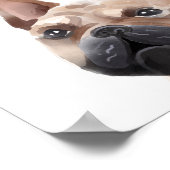 ブルドッグフランスのウォーター色イラストレーション犬の名前 ポスター (角)