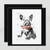 ブルドッグフランスのウォーター色 |犬の恋人のプレゼント シーズンカード (正面/裏面)