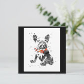 ブルドッグフランスのウォーター色 |犬の恋人のプレゼント シーズンカード (スタンド正面)