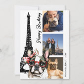 ブルドッグフランスのエッフェルタワーフォトパリ誕生日 カード (正面)