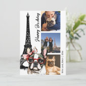 ブルドッグフランスのエッフェルタワーフォトパリ誕生日 カード (スタンド正面)
