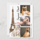 ブルドッグフランスのエッフェルタワー写真パリクリスマス シーズンカード (正面)