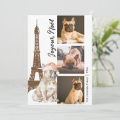 ブルドッグフランスのエッフェルタワー写真パリクリスマス シーズンカード (スタンド正面)