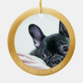 ブルドッグフランスのエンジェルパーソナライズされたメモリアル セラミックオーナメント (裏面)