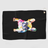 ブルドッグフランスのオリジナル水彩スケッチギフト ゴルフタオル (横)