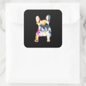 ブルドッグフランスのオリジナル水彩スケッチギフト スクエアシール (バッグ)