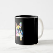 ブルドッグフランスのオリジナル水彩スケッチギフト ツートーンマグカップ (正面右)