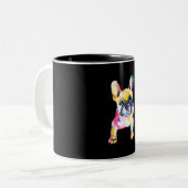 ブルドッグフランスのオリジナル水彩スケッチギフト ツートーンマグカップ (正面左)