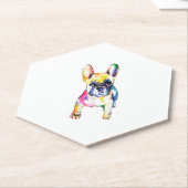 ブルドッグフランスのオリジナル水彩スケッチギフト ペーパーコースター (アングル)