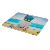 ブルドッグフランスのオンビーチ カッティングボード (角)