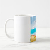 ブルドッグフランスのオンビーチ コーヒーマグカップ (左)