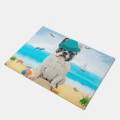 ブルドッグフランスのオンビーチ ドアマット (アングル)