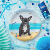 ブルドッグフランスのオンビーチ ペーパープレート (パーティー)