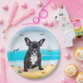 ブルドッグフランスのオンビーチ ペーパープレート (パーティー)