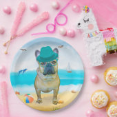 ブルドッグフランスのオンビーチ ペーパープレート (パーティー)