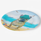 ブルドッグフランスのオンビーチ ペーパープレート (アングル)