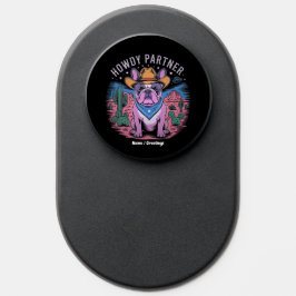 ブルドッグフランスのカウボーイUFOおもしろいヴィンテージ西部 ポップソケット