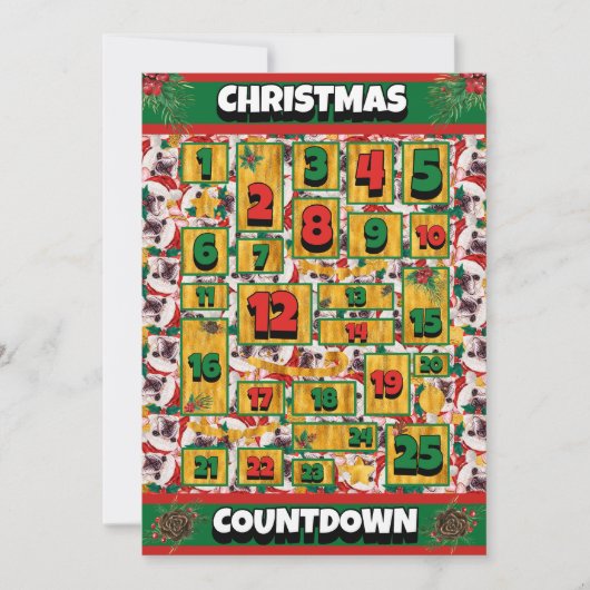 ブルドッグフランスのカウントダウンクリスマスアドベントカレンダー シーズンカード (正面)