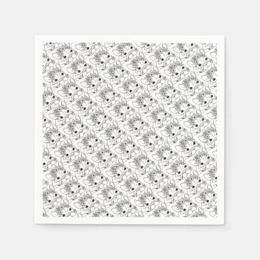 ブルドッグフランスのカクテルナプキンス4.75x4.75インチ スタンダードカクテルナプキン (正面)