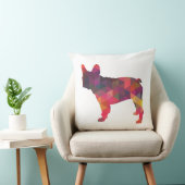 ブルドッグフランスのカラフル幾何学的シルエット クッション (椅子)