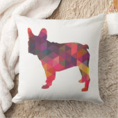 ブルドッグフランスのカラフル幾何学的シルエット クッション (ブランケット)