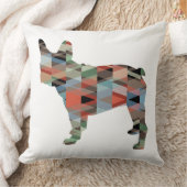 ブルドッグフランスのカラフル幾何学的シルエット クッション (ブランケット)